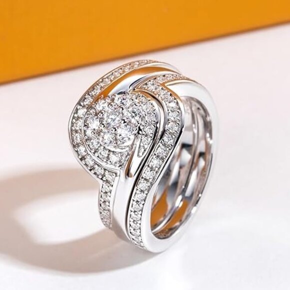 Jewelry - Moissanite Ring 3.7CTTW D Color VVS1 Clarity Round Cut  Flower Cluster Ring